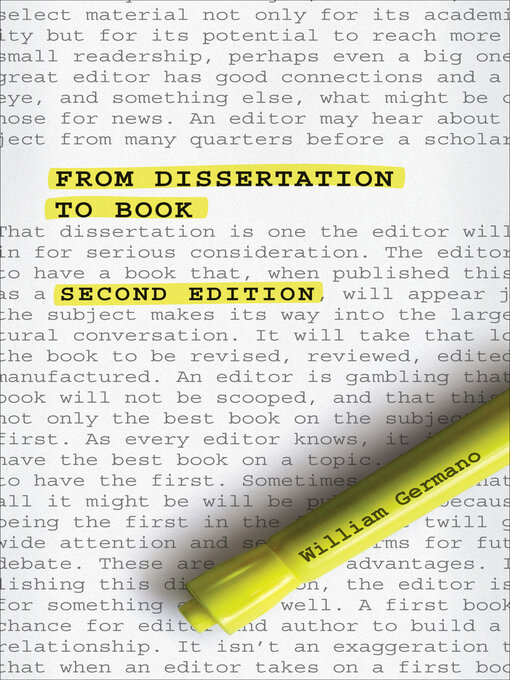 Title details for From Dissertation to Book by William Germano - Wait list